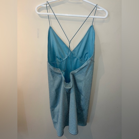H&M light blue shimmer dress Size Large - Picture 2 of 3